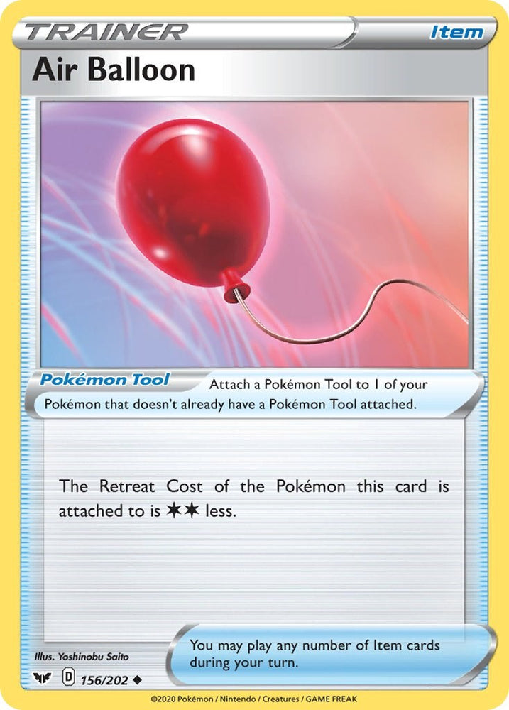 Pokemon Card - Air Balloon - Sword and Shield Base - x4 Card Lot Playset - 156/202 Uncommon