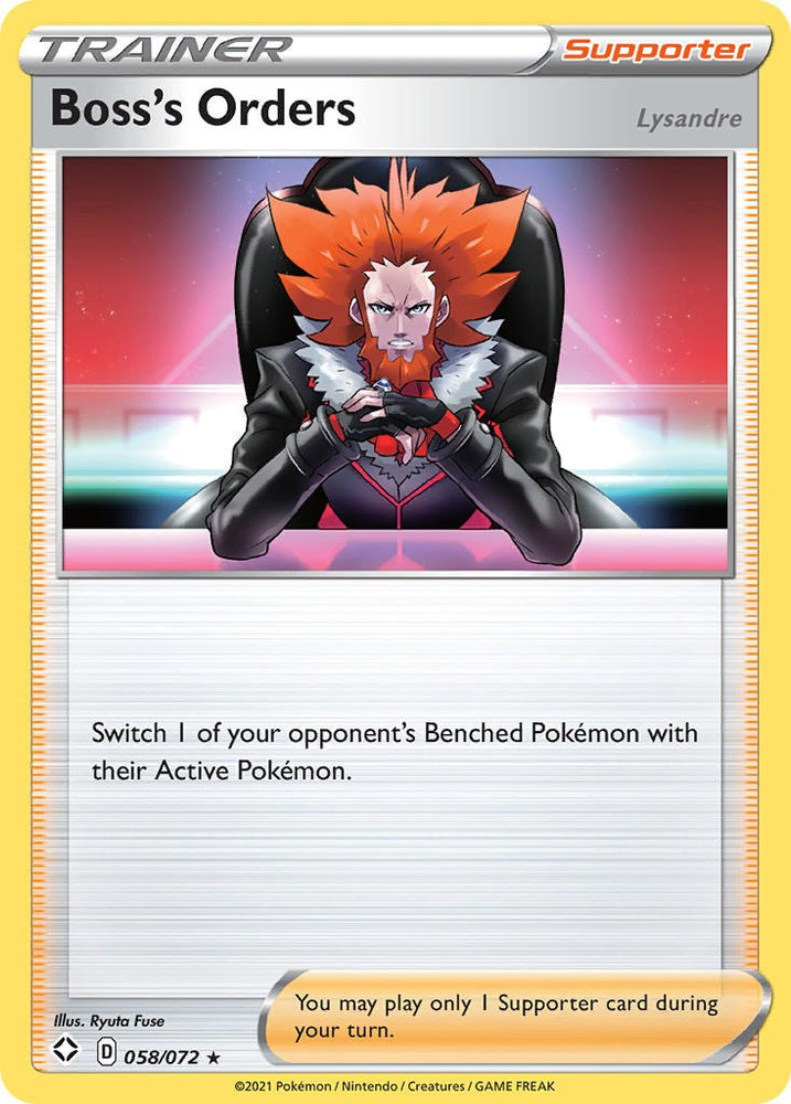 Boss's Orders Lysandre 058/072 - Shining Fates - Rare - Pokemon Trainer Supporter Card Lot - Playset x4