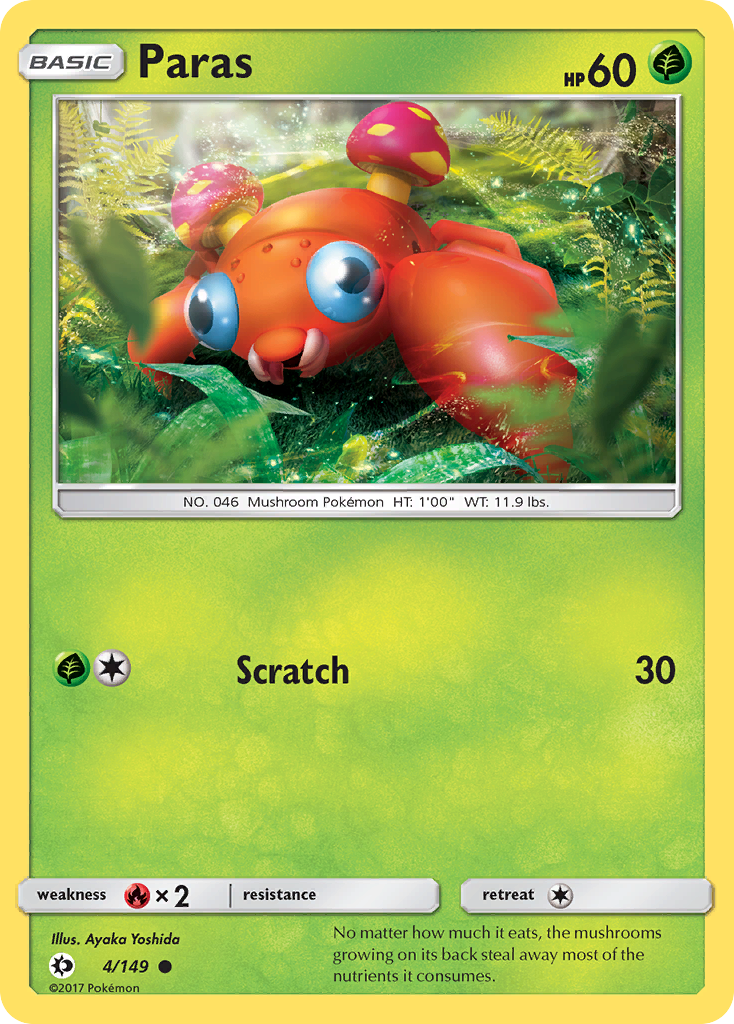 mushroom pokemon card Paras (4/149) [Sun & Moon: Base Set]