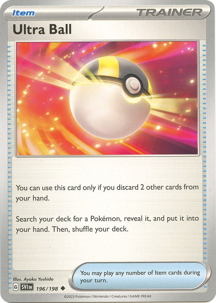 Ultra Ball 196/198 - Scarlet & Violet - Pokemon Trainer x4 Card Set - Playset 4X