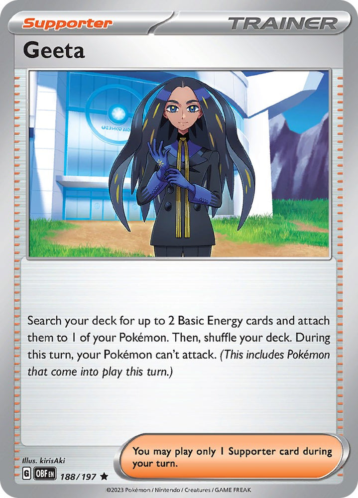 Pokemon Geeta 188/197 - Obsidian Flames - x4 Trainer Card Playset - Lot