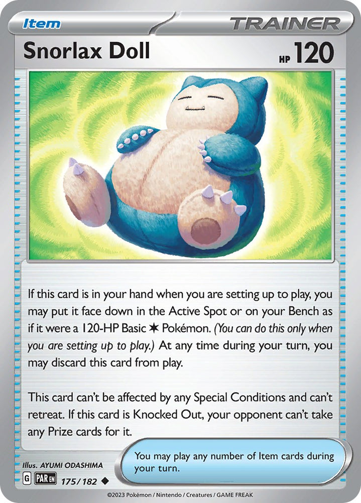 Snorlax Doll 175/182 - Paradox Rift - Pokemon Trainer Card Lot x4 - Playset