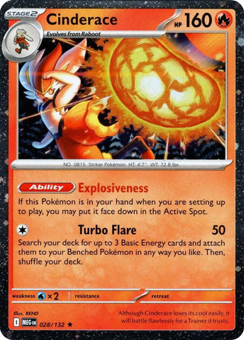 Cinderace (028/132) (Cosmos Holo) [Mega Evolution: Base Set]