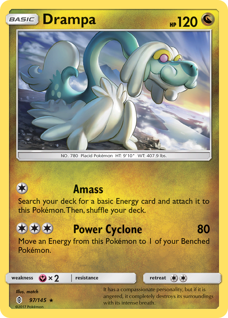 how much is drampa pokemon card worth GX 142/145 Full Art This is of the Ultra Rare rarity. McDonald's Holo Drampa : r/pokemoncards