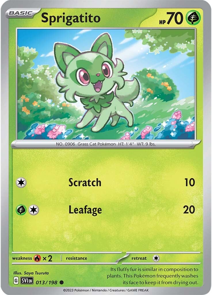1980 pokemon cards Sprigatito (013/198) [Scarlet & Violet: Base Set]