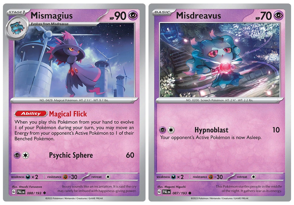 Mismagius 088/193 - Paldea Evolved - Pokemon Evolution Set - 2 Card Lot - Scarlet & Violet