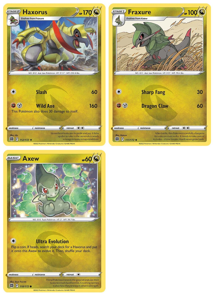 Haxorus 112/172 Brilliant Stars - Evolution Pokemon 3 Card Lot - Dragon Type
