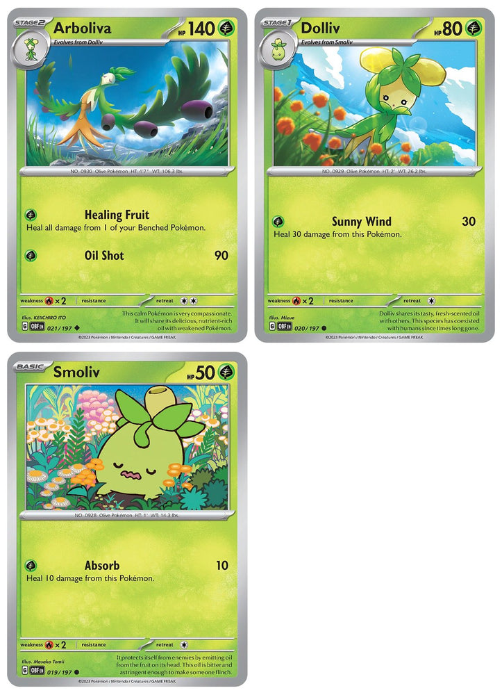 Arboliva 021/197 - Obsidian Flames - Pokemon Evolution 3 Card Lot