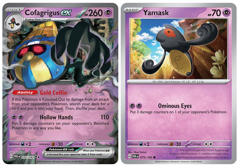 Cofagrigus ex - 076/182 -Paradox Rift - Double Rare - Pokemon Card Lot