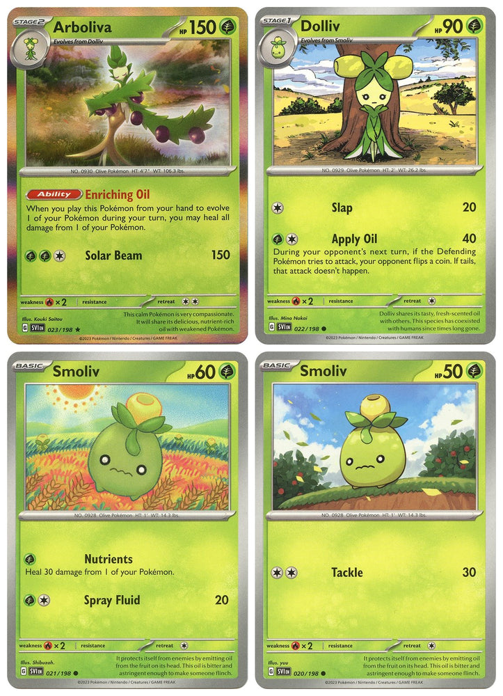 Arboliva 023/198 - Scarlet & Violet - Pokemon Evolution 4 Card Set - Dolliv Smoliv