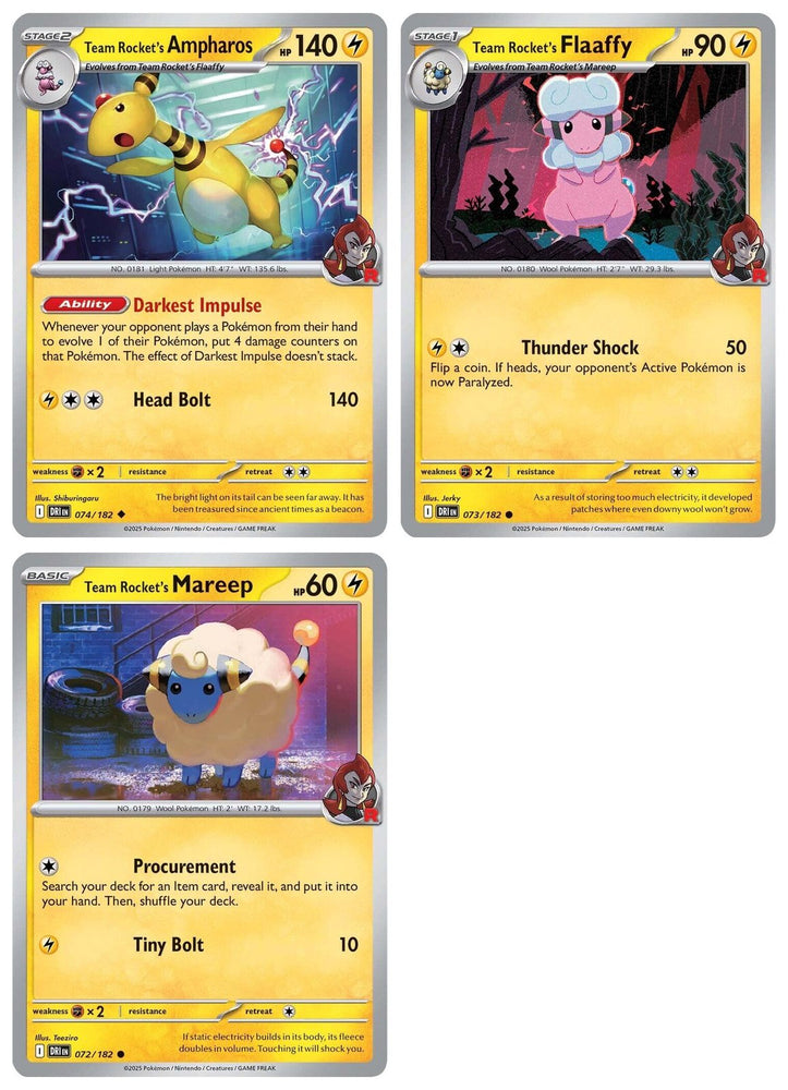 Team Rocket’s Ampharos 074/182  Destined Rivals  Pokemon Card Lot