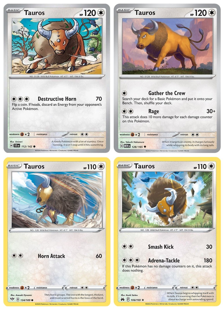 Tauros  x4 Pokemon Card Lot  Stellar Crown Pokemon 151 112/142