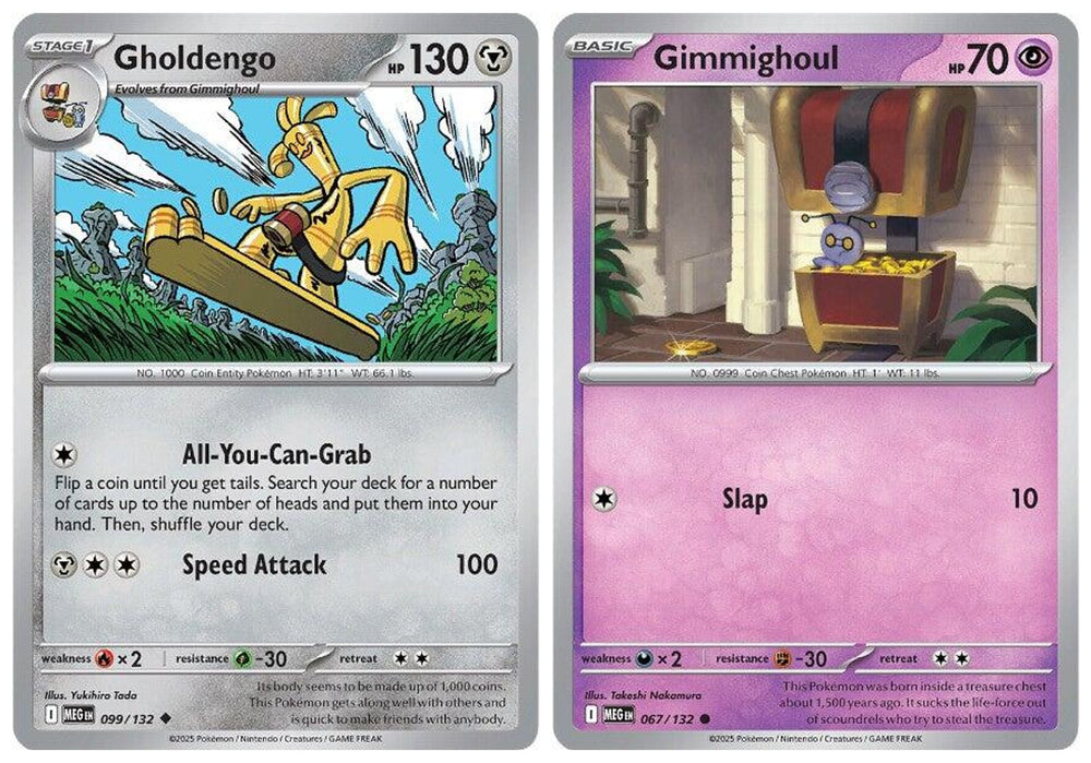 Gholdengo & Gimmighoul 099/132 - Mega Evolution - Pokemon 2 Card Lot