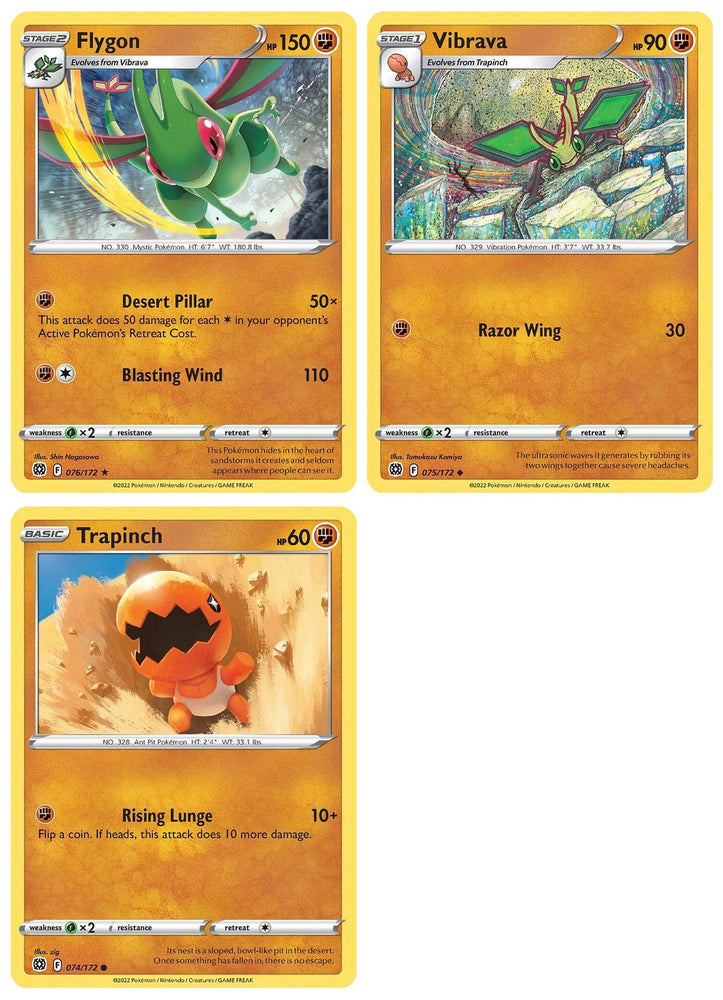 Flygon 076/172 Brilliant Stars - Evolution Pokemon 3 Card Lot - Rare Stage 2