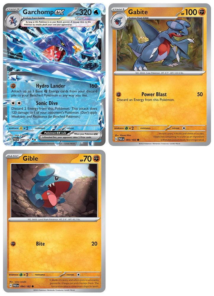 Garchomp ex 038/182 - Paradox Rift - Tera Double Rare - Pokemon 3 Card Lot