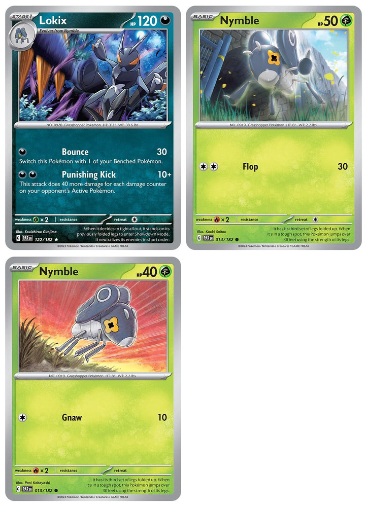 Lokix & Nymble - 122/182 - Paradox Rift - Pokemon Card 3 Lot