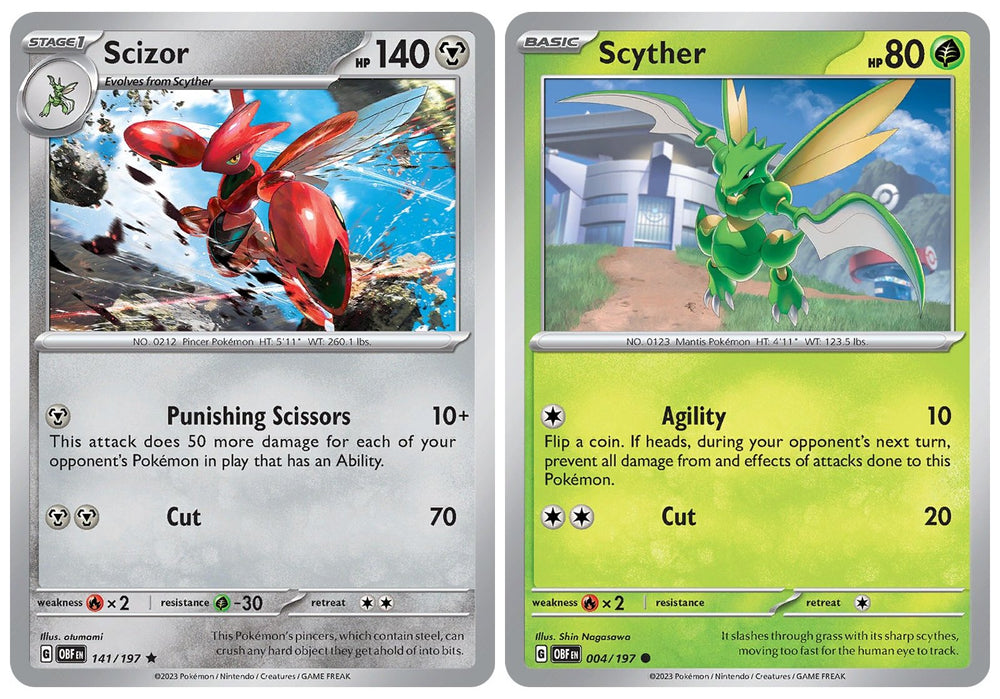 Scizor 141/197 Holo Rare - Obsidian Flames - Pokemon Evolution 2 Card Lot