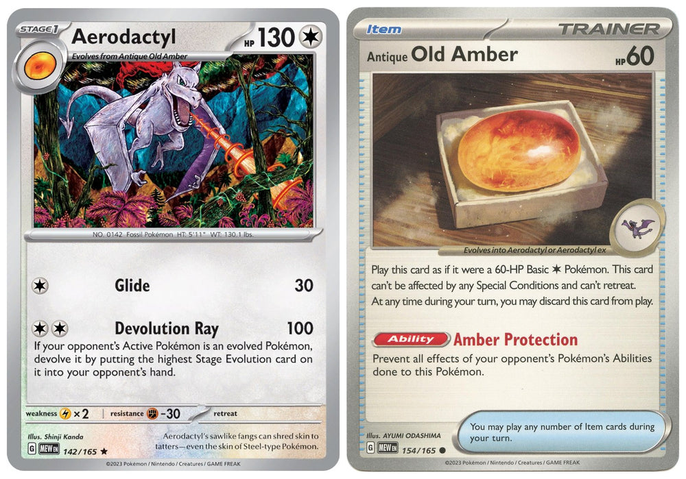 Aerodactyl 142/165 - Old Amber - Pokemon 151 - Evolution Card Set - Holo Rare