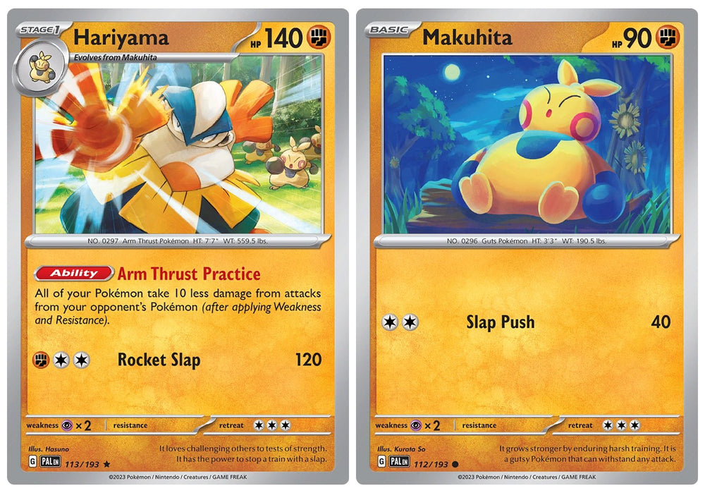 Hariyama 113/193 - Paldea Evolved - Pokemon Evolution Set - 2 Card Lot - Scarlet & Violet