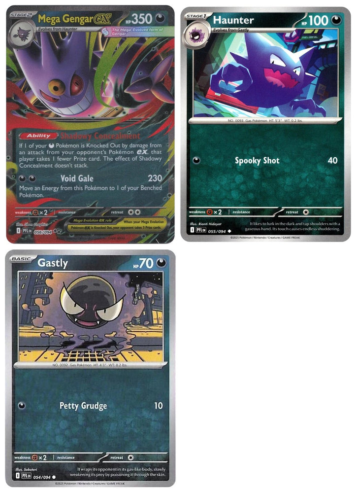 Mega Gengar ex 056/094 - Phantasmal Flames  Pokemon Card Lot - Double Rare