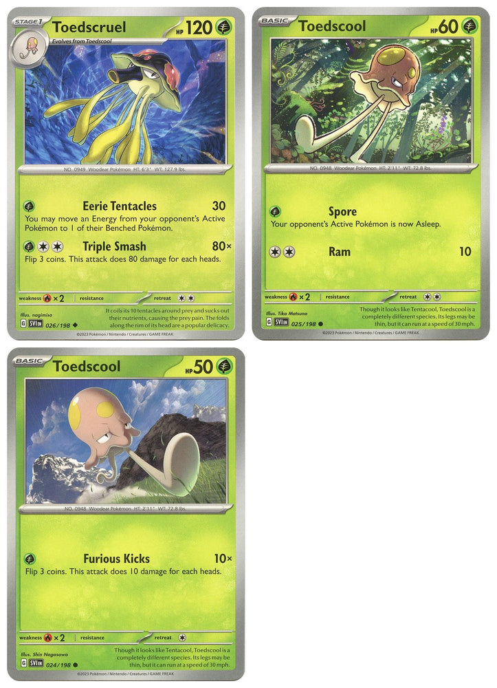 Toedscruel 026/198 - Scarlet & Violet - Pokemon Evolution 3 Card Lot - Toedscool