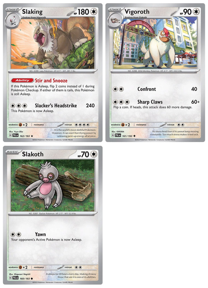 Slaking 162/193 - Paldea Evolved - Pokemon Evolution Set - 3 Card Lot - Scarlet & Violet