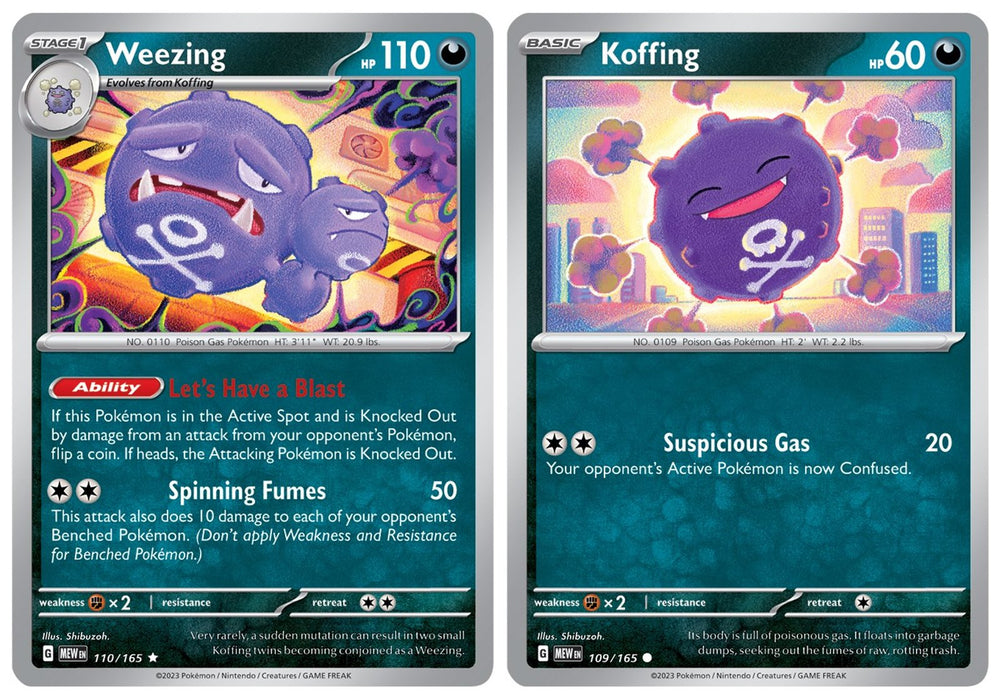 Weezing 026/165 - Pokemon 151 - Evolution Holo Rare 2 Card Lot