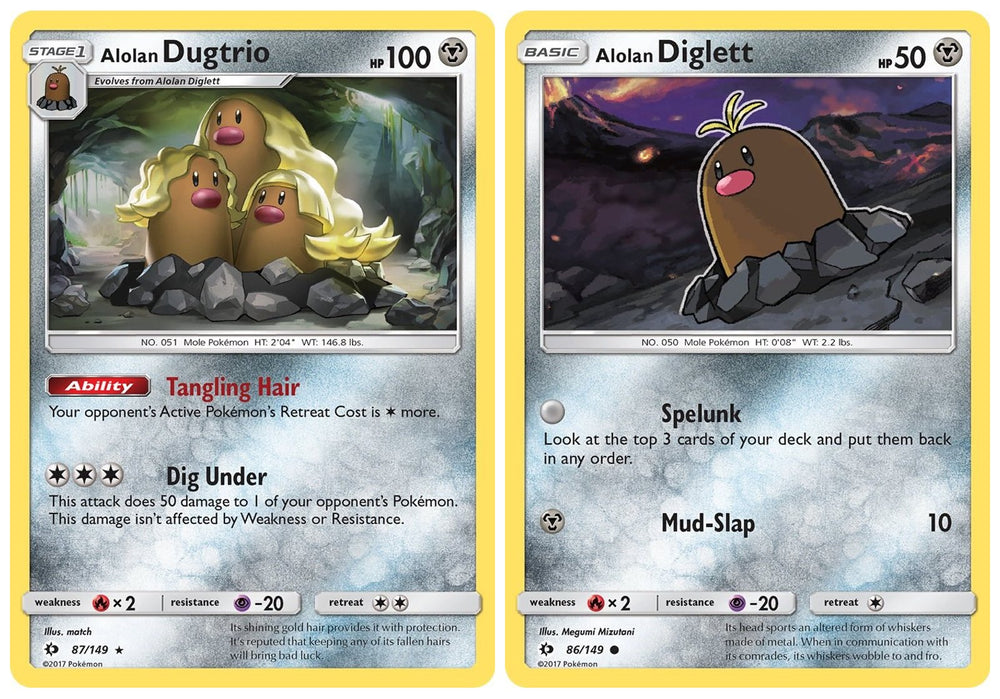 Alolan Dugtrio 87/149 - Sun Moon - Pokemon Evolution 2 Card Lot - Metal Stage 1