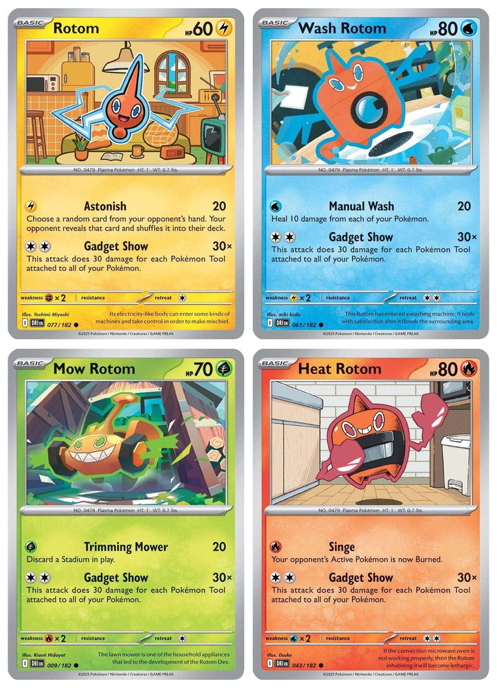 Mow Rotom -Wash Rotom  Heat Rotom  Destined Rivals  Pokemon 4 Card Lot  009/182