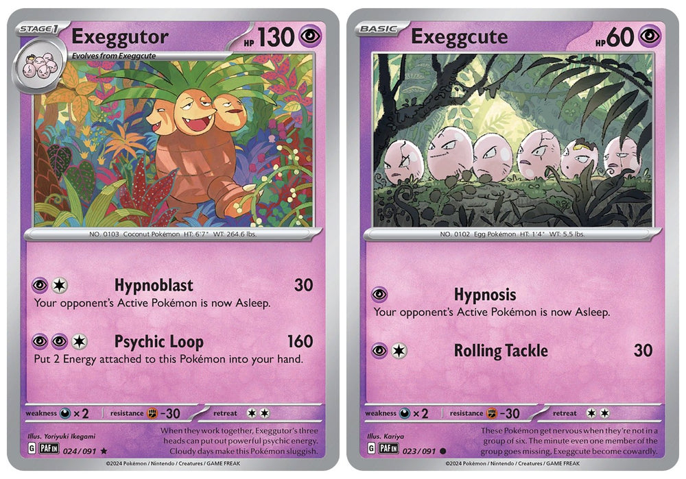 Exeggutor 024/091 Holo Rare - Paldean Fates - Pokemon 2 Card Evolution Set