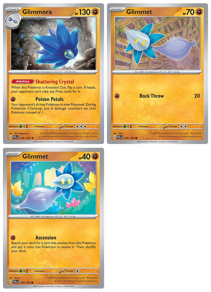 Glimmora 126/193 - Paldea Evolved - Pokemon Evolution Set - 3 Card Lot - Scarlet & Violet