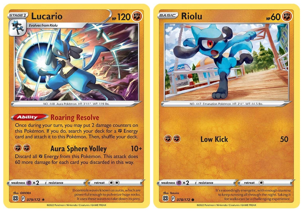 Lucario 079/172 Brilliant Stars - Evolution Pokemon 2 Card Lot - Stage 2
