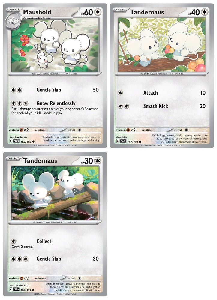 Maushold 168/193 - Paldea Evolved - Pokemon Evolution Set - 3 Card Lot - Scarlet & Violet