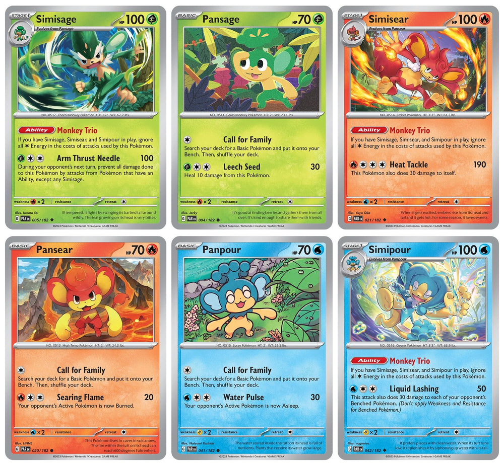 Simisage Simisear Simipour - Paradox Rift - Pokemon 6 Card Lot - 005/182-021/182-042/182