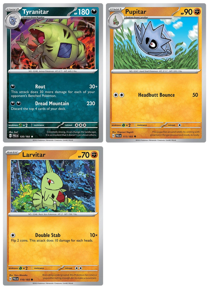 Tyranitar 135/193 - Paldea Evolved - Pokemon Evolution Set - 3 Card Lot - Scarlet & Violet