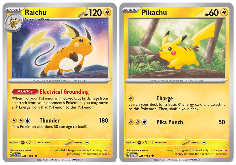 Raichu 026/165 - Pikachu- Pokemon 151 - Evolution Holo Rare 2 Card Lot