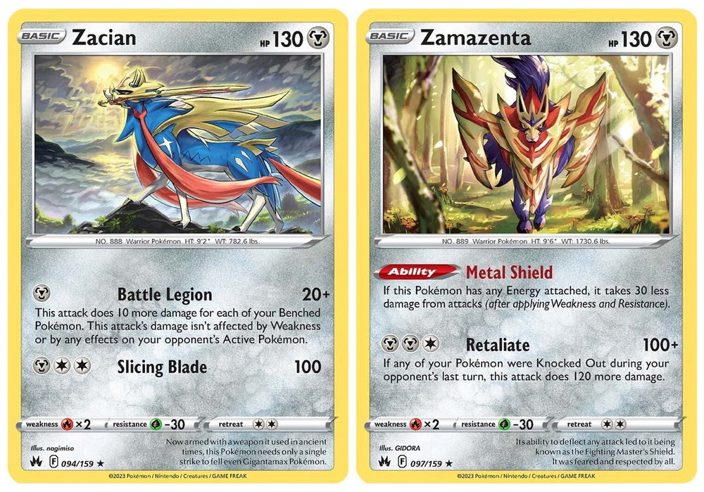Zacian & Zamazenta - 094/159-097/159 - Crown Zenith - Pokemon Legendary Card Set - Holo or Reverse