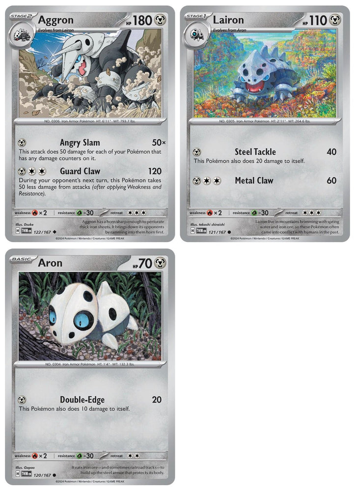 Aggron 122/167 Twilight Masquerade Pokemon 3 Card Lot