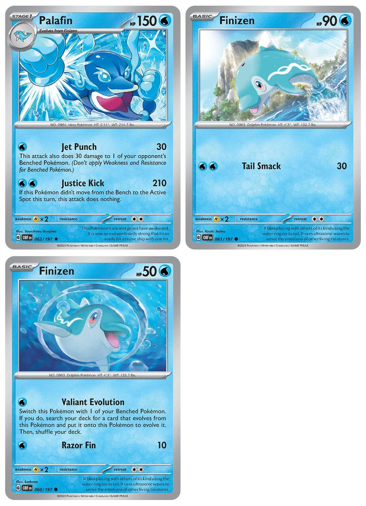 Palafin 062/197 Holo - Obsidian Flames - Pokemon Evolution 3 Card Lot