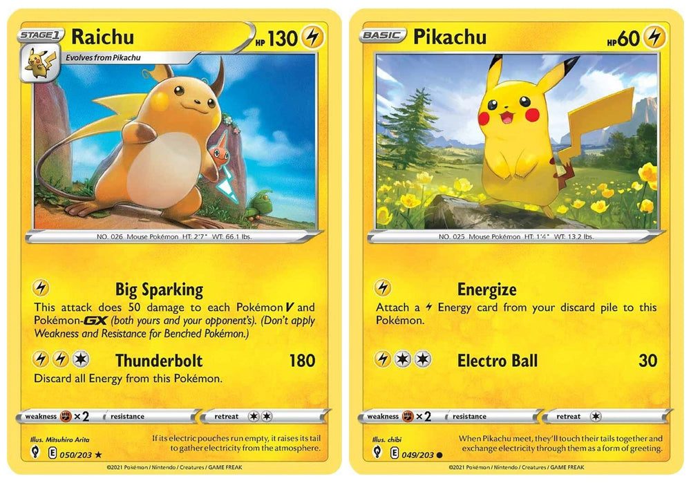 Raichu 050/203 - Evolving Skies - Rare - Evolution Pokemon Card Lot- Pikachu 049/203