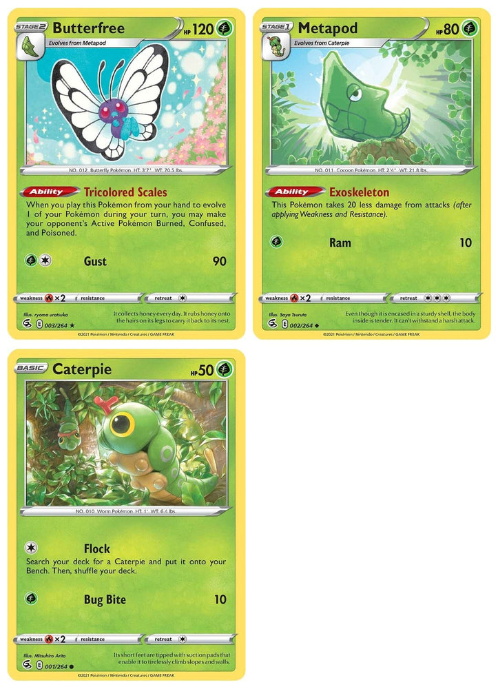 Butterfree 003/264 - Fusion Strike - Rare - Pokemon Evolution 3 Card Lot - Stage 2