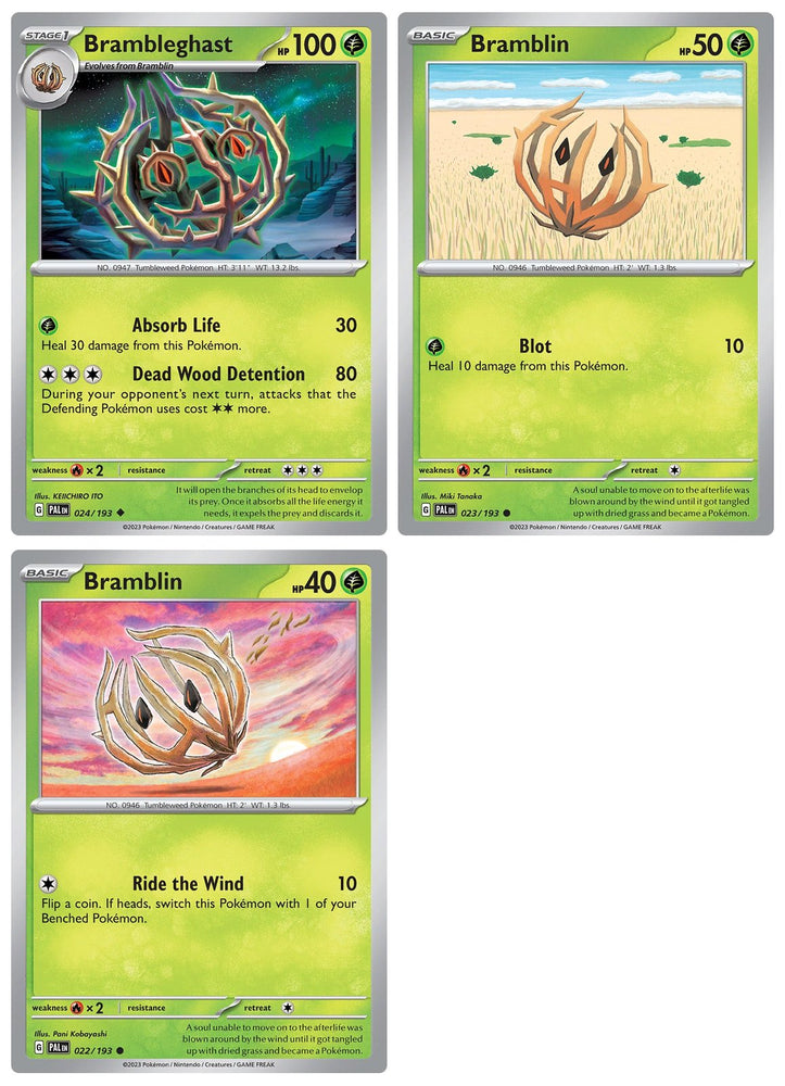 Brambleghast 024/193 - Paldea Evolved - Pokemon Evolution Set - 3 Card Lot - Scarlet & Violet