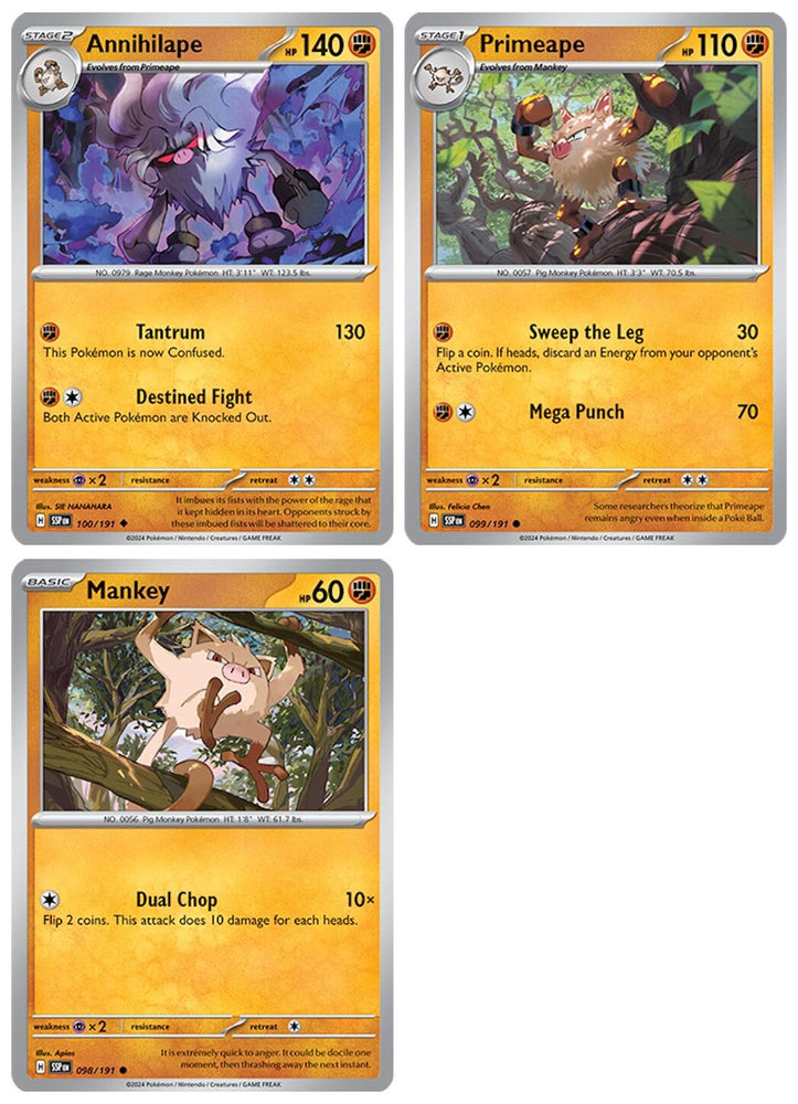 Annihilape 100/191 Surging Sparks Pokemon Evolution 3 Card Lot