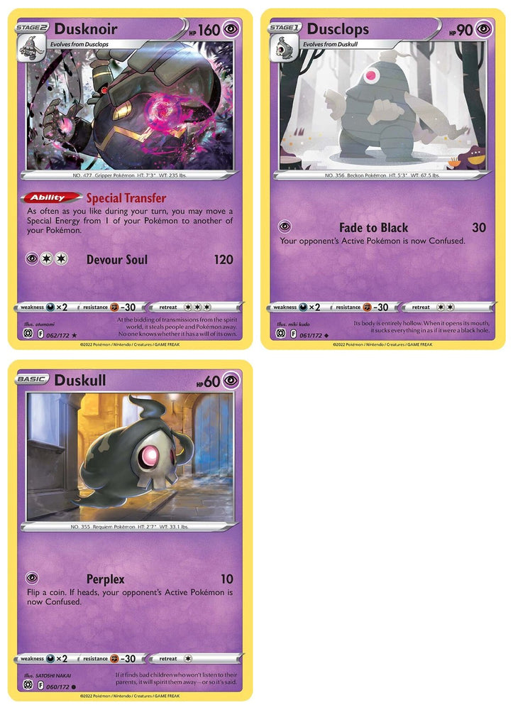 Dusknoir 062/172 - Brilliant Stars - Rare - Pokemon Evolution Card Lot - Stage 2 Psychic