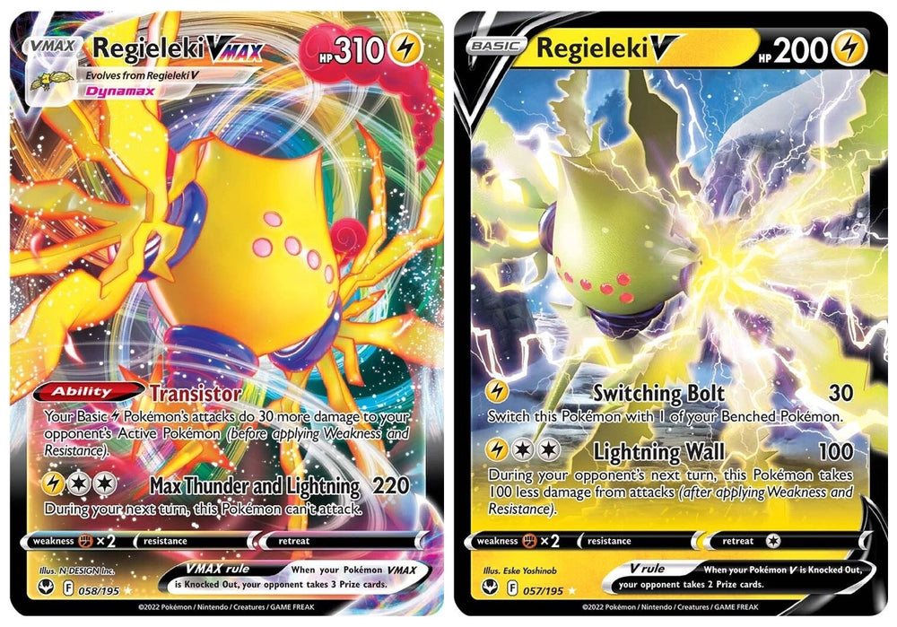 Regieleki V & Vstar 058/195- Silver Tempest - Pokemon Ultra Rare Card Lot - 2 Card Set