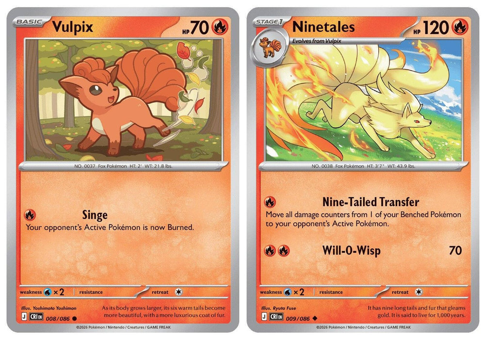 Ninetales Vulpix 008/086 Chaos Rising - Pokemon Evolution 2 Card Lot