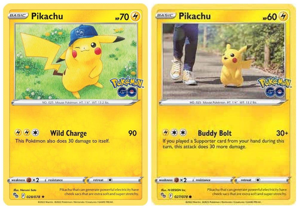 Pikachu 028/078 (Foil) & 027/078 - Pokemon Go - x2 Card Lot