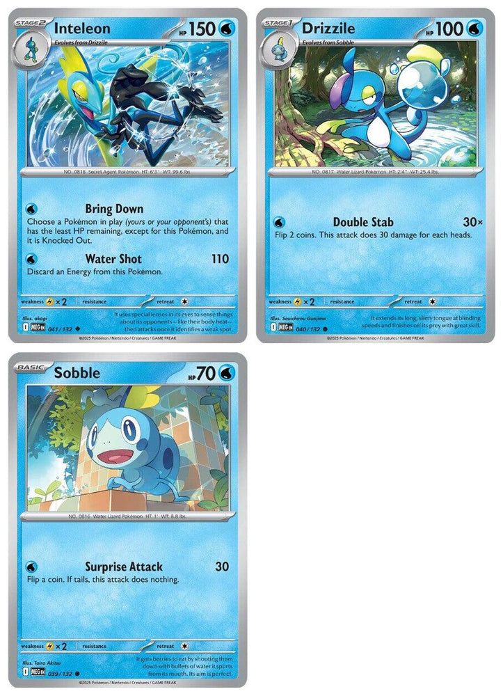 Inteleon Drizzile Sobble 041/132 - Mega Evolution - Pokemon 3 Card Lot