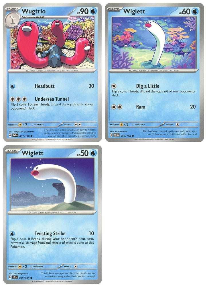 Wugtrio 057/198 - Scarlet & Violet - Pokemon Evolution 3 Card Set - Wiglett x2