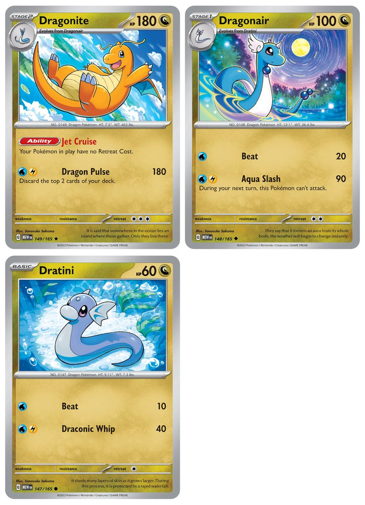 Dragonite 149/165 - Dragonair Dratini - Pokemon 151 - Evolution Card Set - Holo Rare
